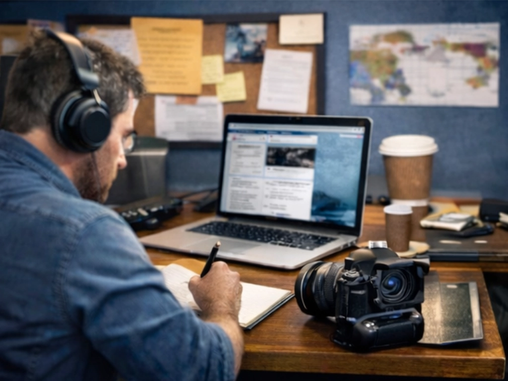 Freelancer taking notes for an article