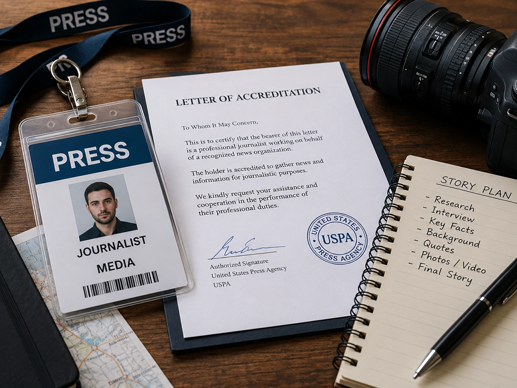 Reporter preparing for a live news segment
